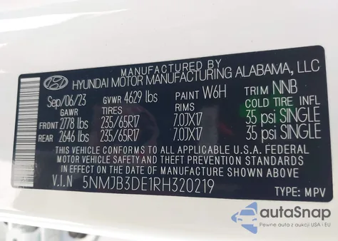 2024 Hyundai Tucson Sel из США, поврежденный, VIN 5NMJB3DE1RH320219